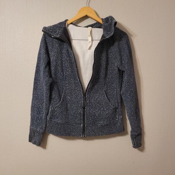 Lululemon Scuba Hoodie Womens 6 Black White Sweatshirt Jacket‎ Athleisure Layer - Picture 1 of 7